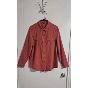 Eddie Bauer Classic Fit Long Sleeve Roll Tab Button Down Shirt Size L Preppy